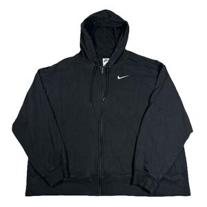 Nike Full Zip Black Hoodie Women's 1X Cropped Boxy Fit Oversized‎ Casual